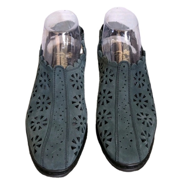 Rieker Shoes - Rieker Womens Blue Suede Slingback Wedge Shoes 40 Antistress Cut Out‎ Low Heels